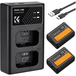K&F Concept NP-FW50 Battery 2 Pack with Dual Slot Charger K&F Concept NP-FW50 Battery 2 Pack with Dual Slot Charger